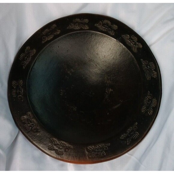 Vintage Handmade Sasak Pottery Earthenware Footed Bowl With Fish Motif 9.5" - Picture 9 of 10